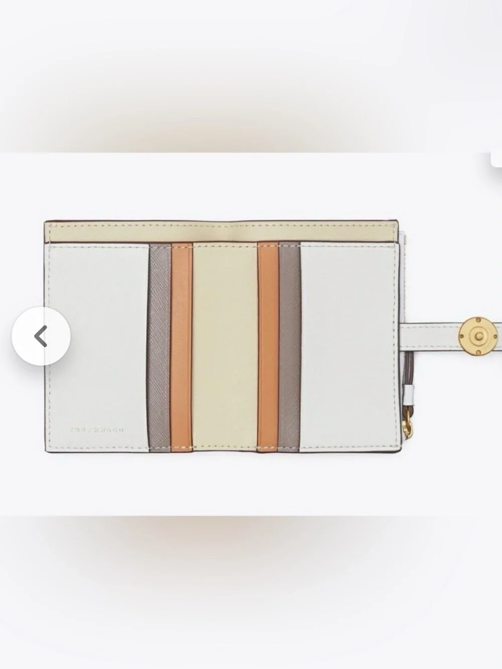TORY BURCH WALKER CARD CASE WHITE PEBBLED LEATHER COMPACT WALLETT